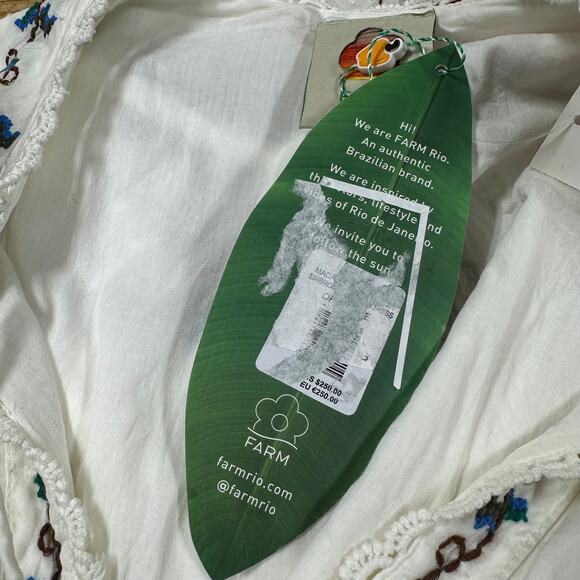 Farm Rio Macaw Cross Stitch Embroidered Mini Dress Women's Size XS New With Tags - Picture 5 of 10